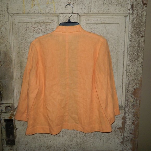 CHICO'S linen blend crosshatch Haley jacket Size M Chico's Size 1 (FF-20) - Picture 5 of 5